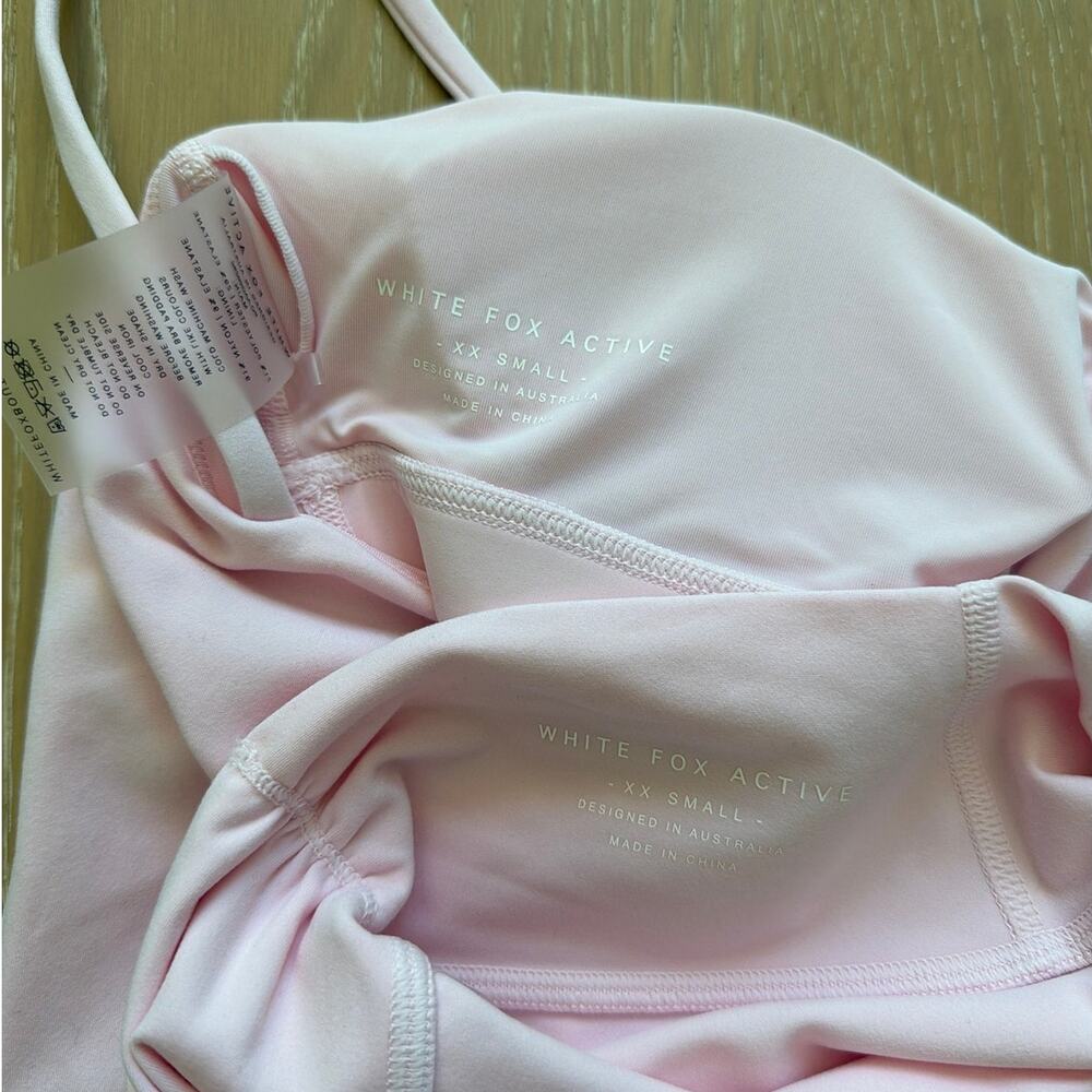 White Fox Active Glide Crop Tank & Radiate Bike Shorts  Size XXS Ballet Pink - Picture 3 of 6